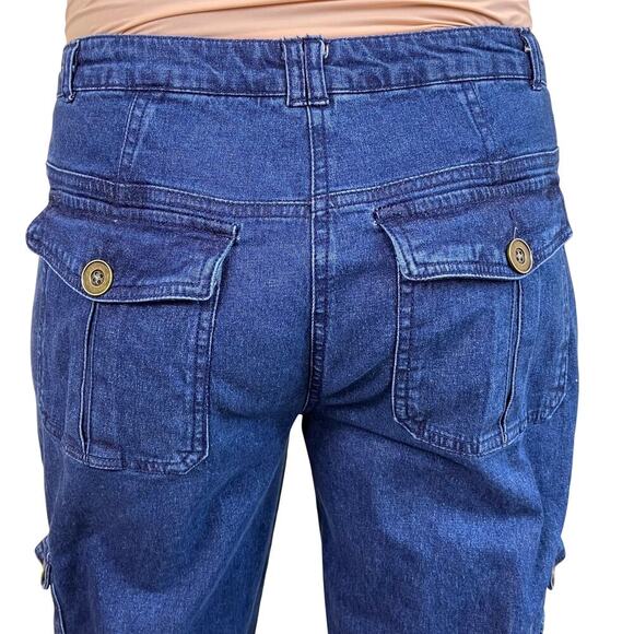 Metrostyle Sz 8 Vtg Y2K Relaxed Baggy Cargo Jeans Dark Wash Pockets Streetwear - Picture 6 of 16